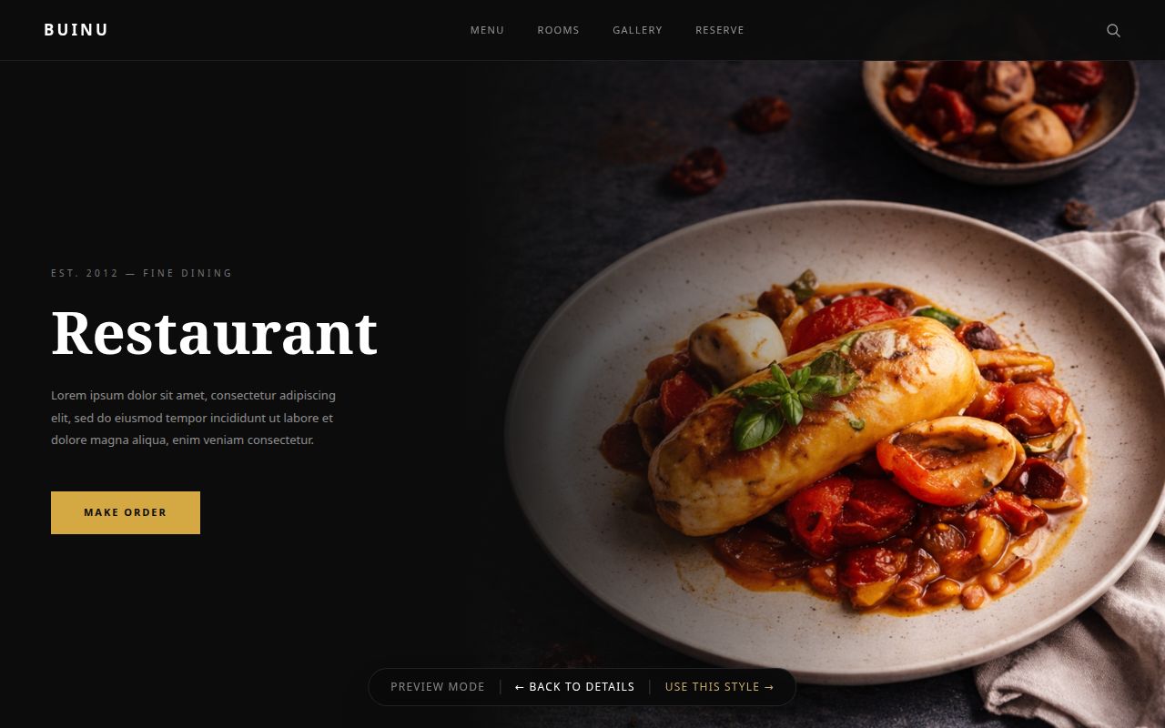 Restaurant & Hospitality atmospheric hero & brand identity website design example