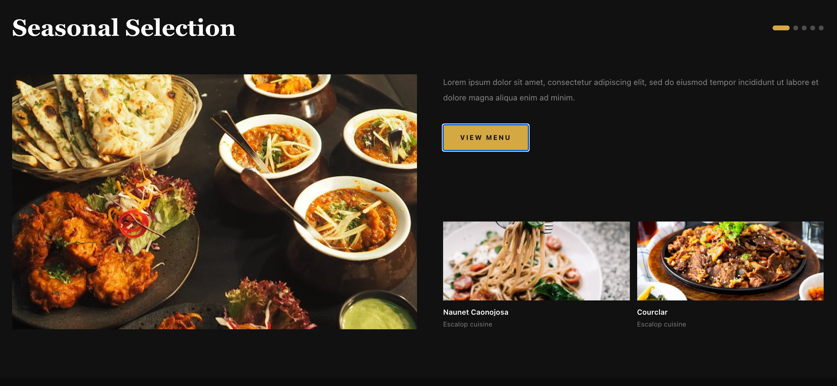 Restaurant & Hospitality menu showcase & seasonal dishes website design example