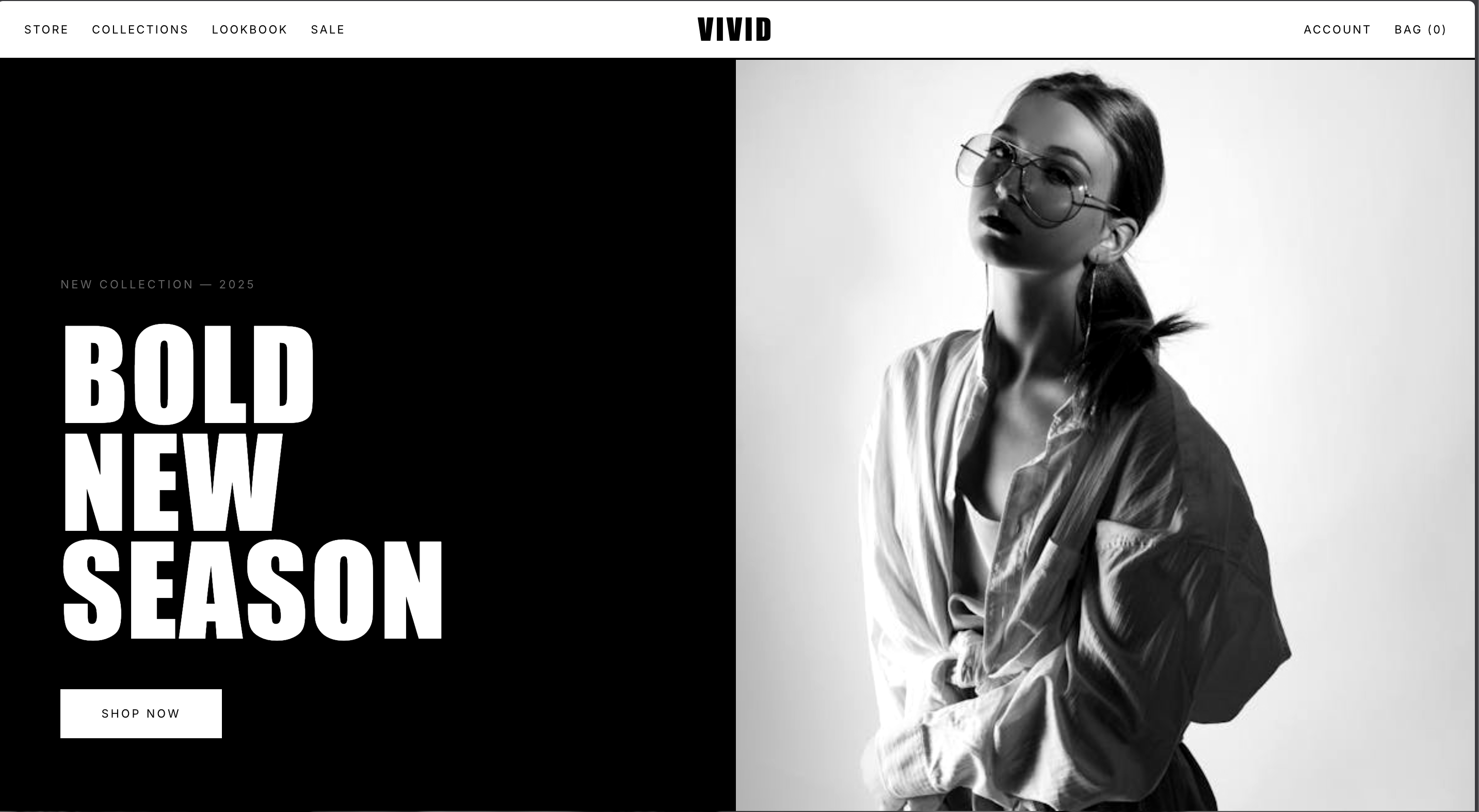 Fashion Ecommerce hero & introduction website design example
