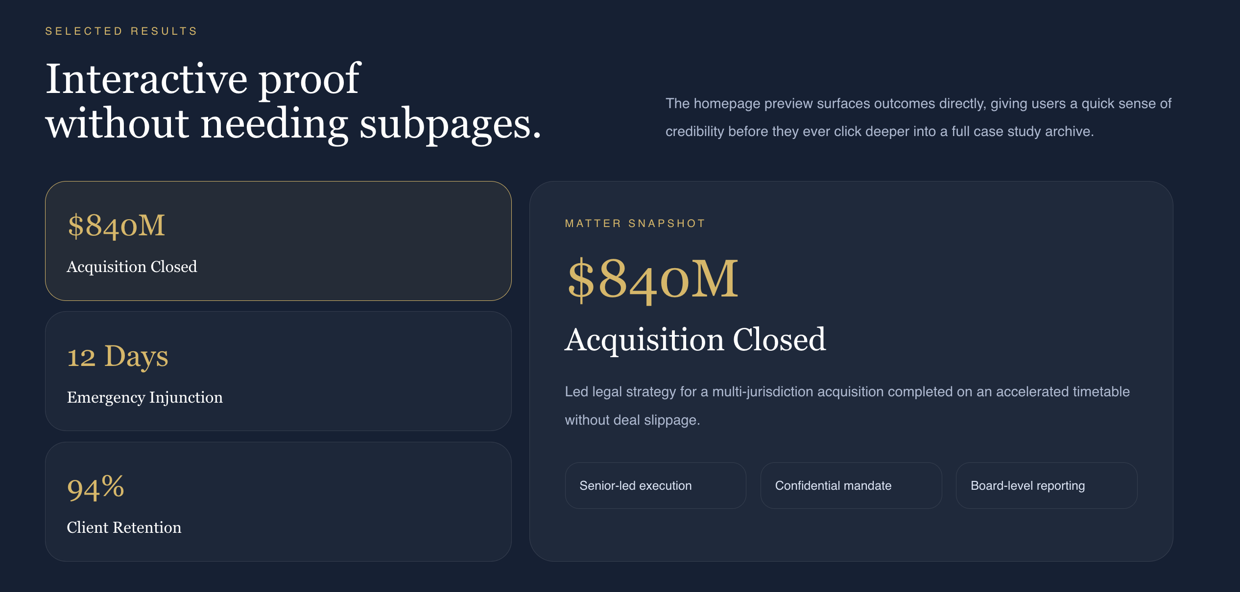 Law Firm immersive storytelling website design example