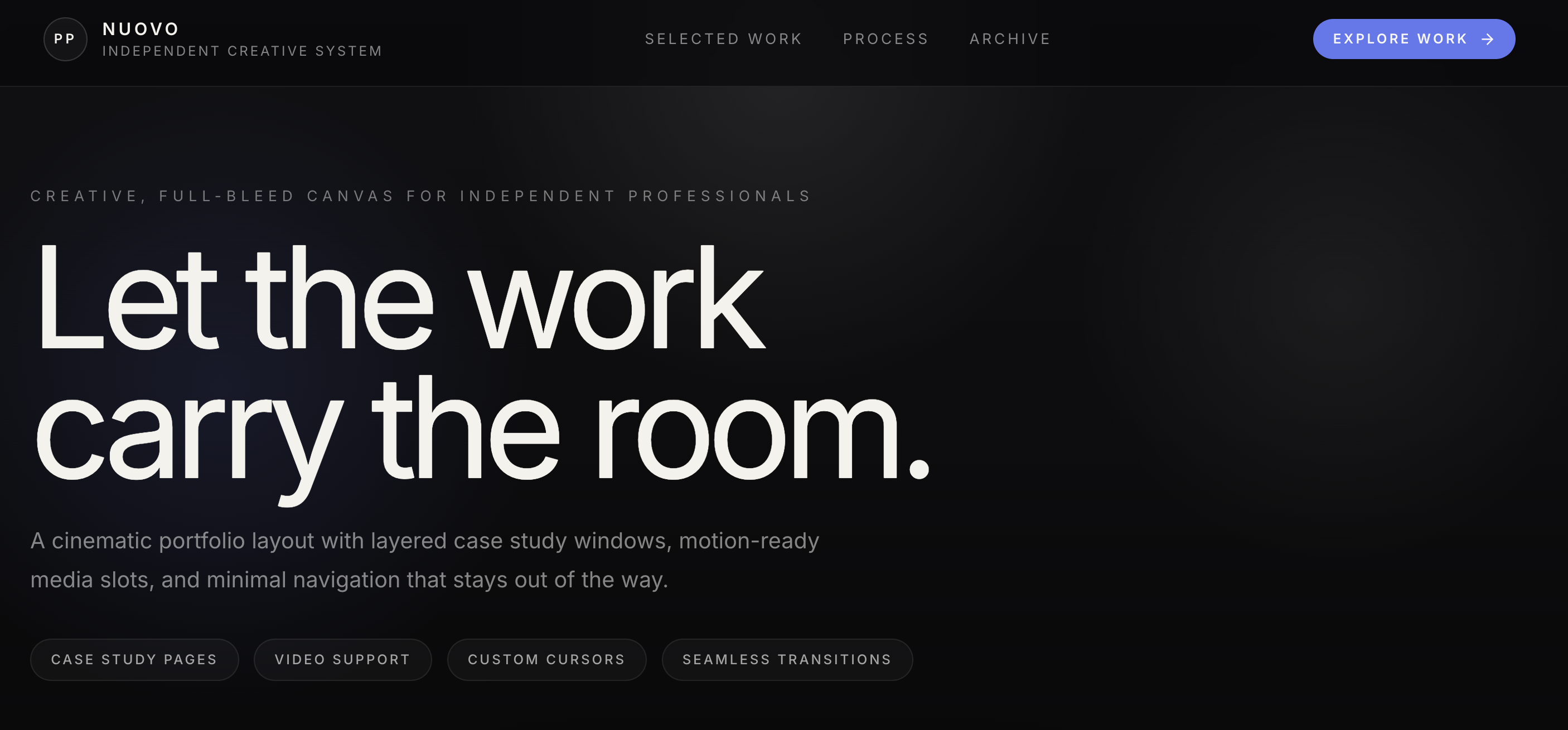 Portfolio Pro minimal ui, clear navigation website design example
